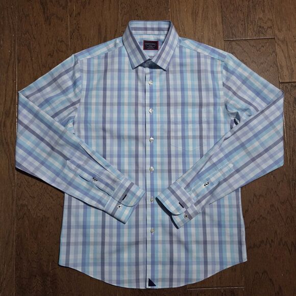 UNTUCKit Shirt Mens Small Blue Plaid Slim Fit Wrinkle Free Button Down Casual - Picture 1 of 8